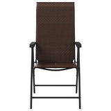 Folding Garden Chairs 8 pcs Brown Poly Rattan