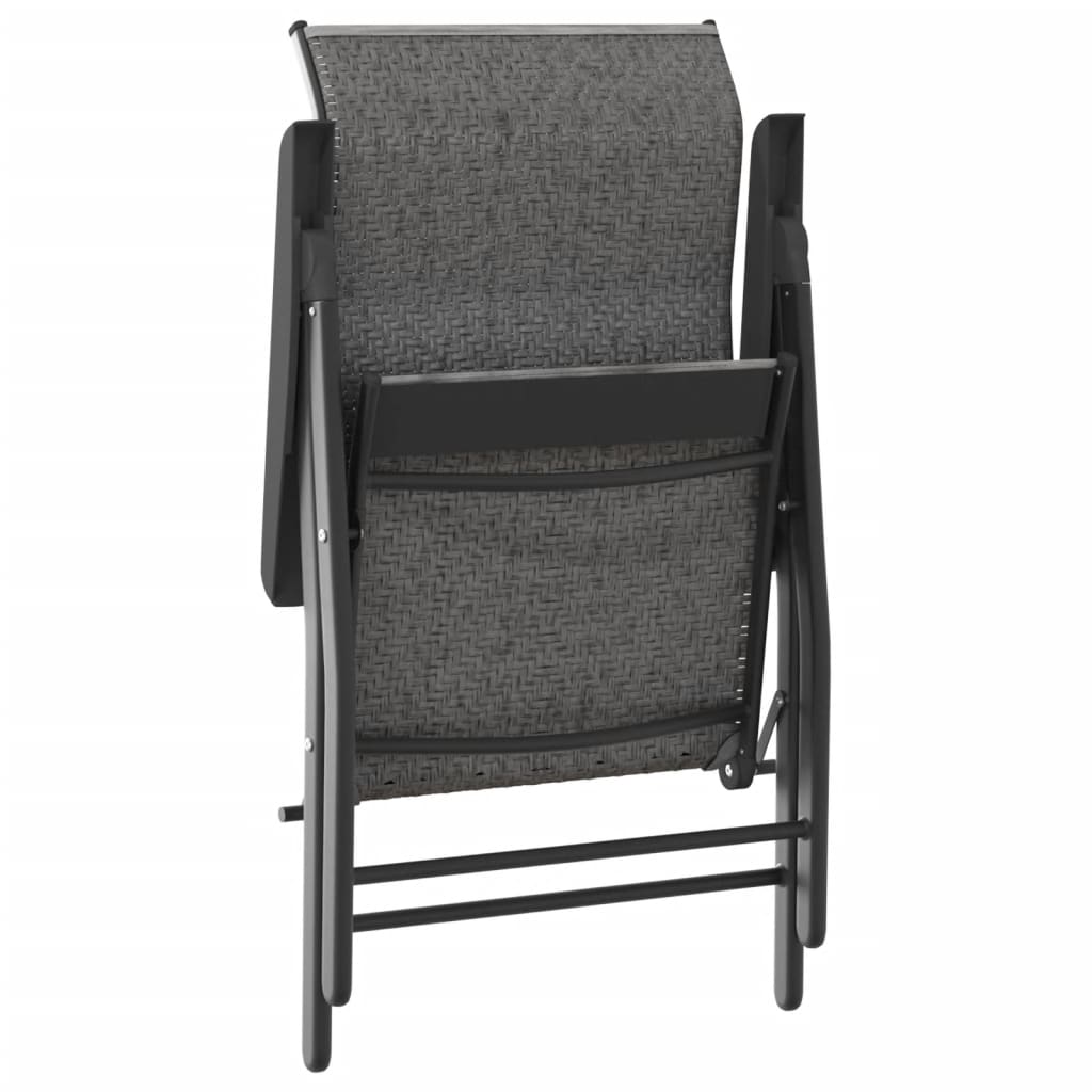 Folding Garden Chairs 8 pcs Grey Poly Rattan