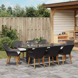 Garden Dining Set with Cushion 9 pcs Black Poly Rattan