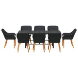 Garden Dining Set with Cushion 9 pcs Black Poly Rattan