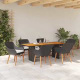 Garden Dining Set 7 pcs Black and brown Poly Rattan
