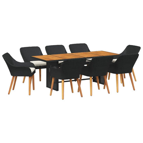 Garden Dining Set 9 pcs Black and brown Poly Rattan