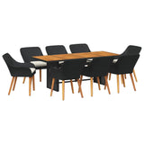 Garden Dining Set 9 pcs Black and brown Poly Rattan