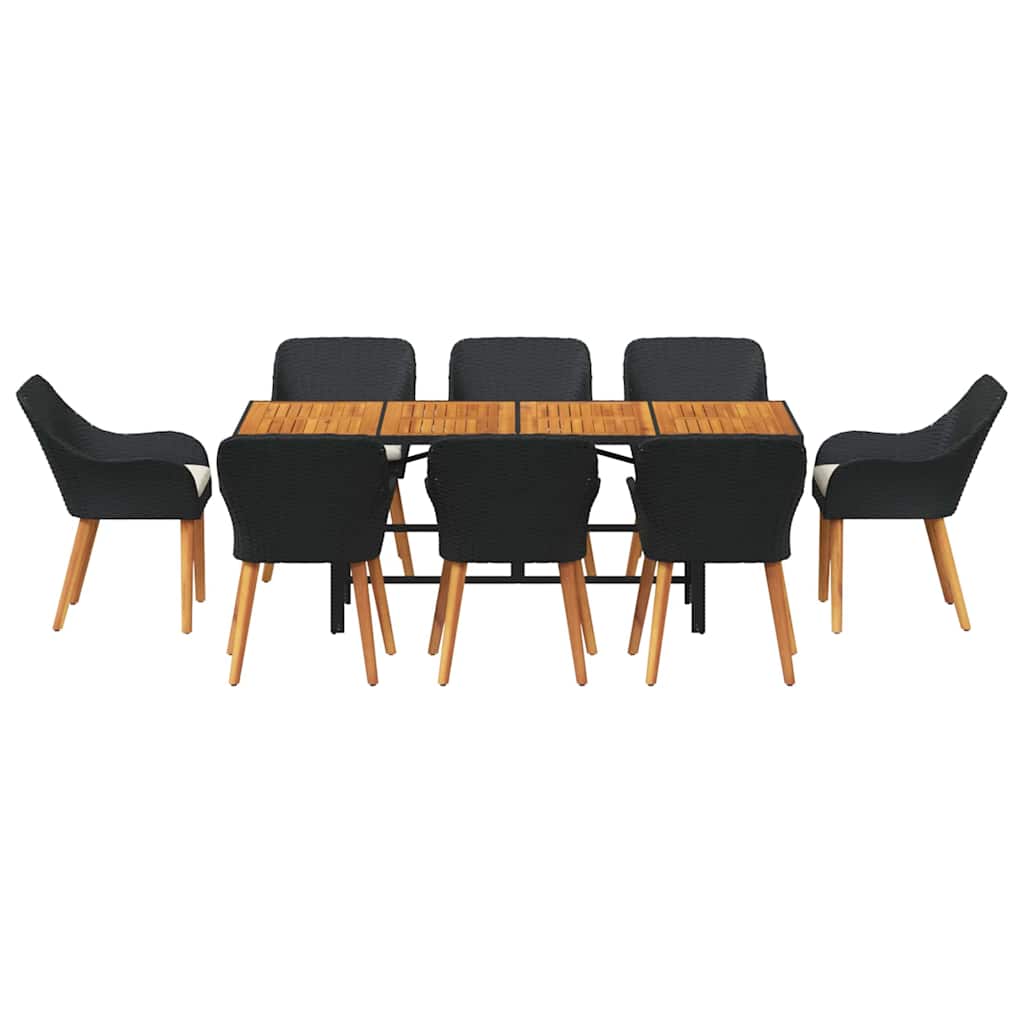 Garden Dining Set 9 pcs Black and brown Poly Rattan