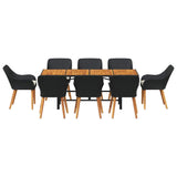 Garden Dining Set 9 pcs Black and brown Poly Rattan
