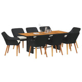 Garden Dining Set 9 pcs Black and brown Poly Rattan