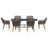 Garden Dining Set with Cushion 7 pcs Grey Poly Rattan