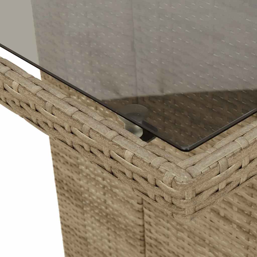 Garden Dining Set with Cushion 7 pcs Beige Poly Rattan