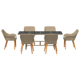 Garden Dining Set with Cushion 7 pcs Beige Poly Rattan