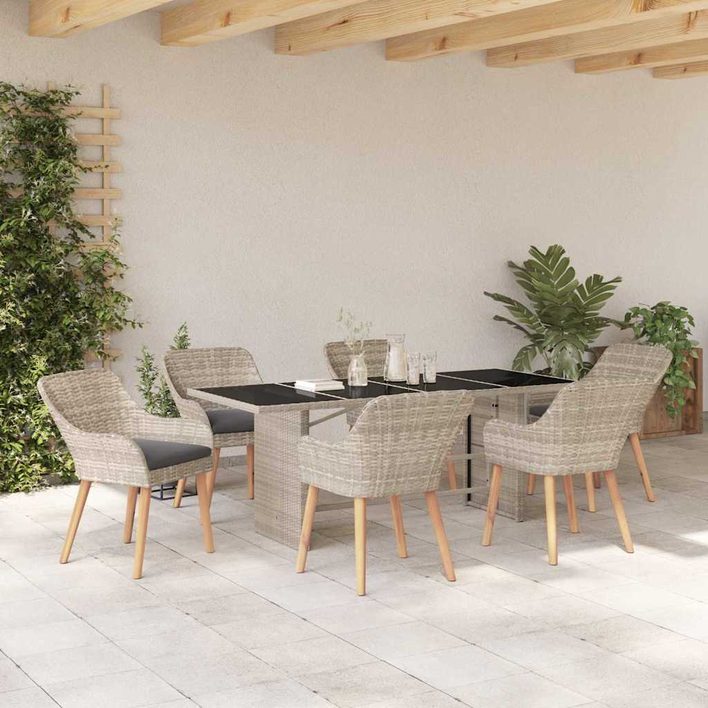 Outdoor Dining Set 7 pcs Light grey