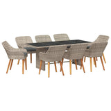 Dining Set 9 pcs Light grey