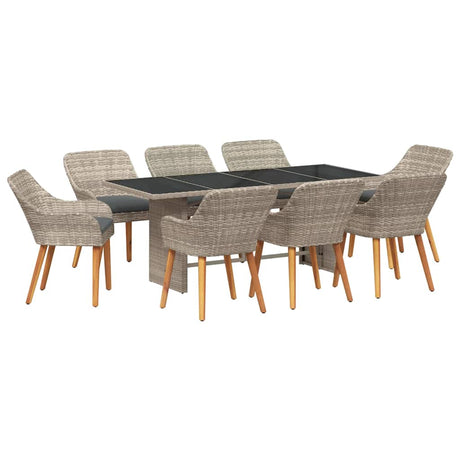 Dining Set 9 pcs Light grey