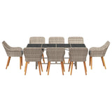 Dining Set 9 pcs Light grey
