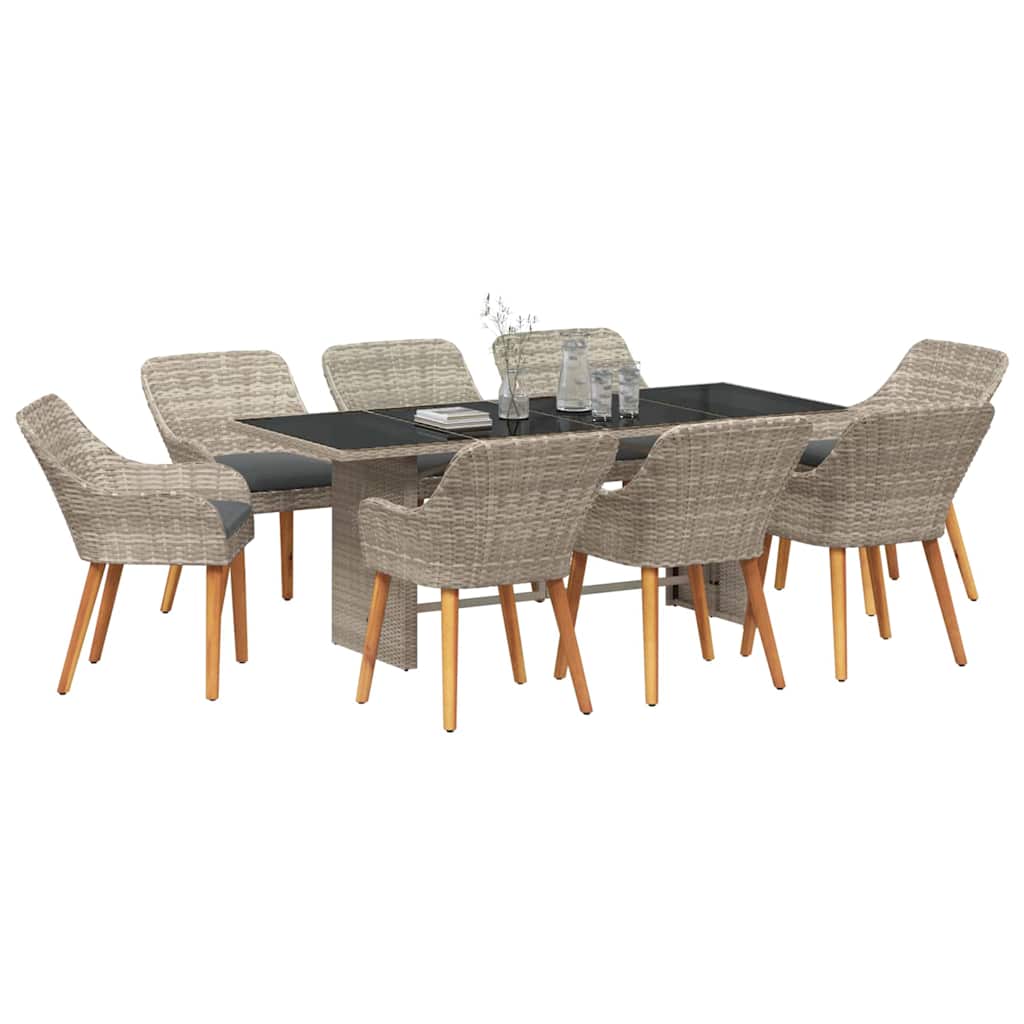 Dining Set 9 pcs Light grey