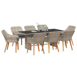 Dining Set 9 pcs Light grey