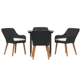 Garden Dining Set with Cushion 5 pcs Black Poly Rattan