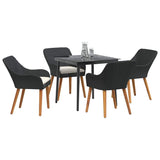 Garden Dining Set with Cushion 5 pcs Black Poly Rattan