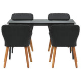 Garden Dining Set with Cushion 5 pcs Black Poly Rattan