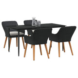 Garden Dining Set with Cushion 5 pcs Black Poly Rattan