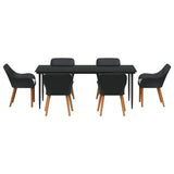 Garden Dining Set with Cushion 7 pcs Black Poly Rattan