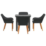 Garden Dining Set with Cushion 5 pcs Black Poly Rattan