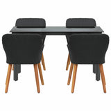 Garden Dining Set with Cushion 5 pcs Black Poly Rattan
