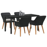 Garden Dining Set with Cushion 5 pcs Black Poly Rattan