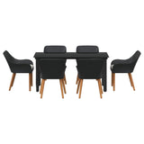 Garden Dining Set with Cushion 7 pcs Black Poly Rattan