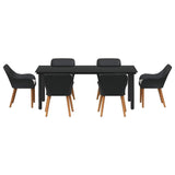 Garden Dining Set with Cushion 7 pcs Black Poly Rattan