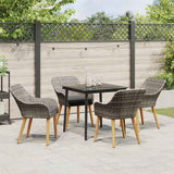 Garden Dining Set with Cushion 5 pcs Grey Poly Rattan