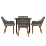Garden Dining Set with Cushion 5 pcs Grey Poly Rattan