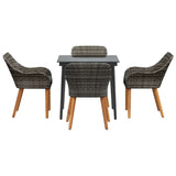 Garden Dining Set with Cushion 5 pcs Grey Poly Rattan