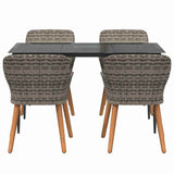 Garden Dining Set with Cushion 5 pcs Grey Poly Rattan