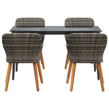 Garden Dining Set with Cushion 5 pcs Grey Poly Rattan