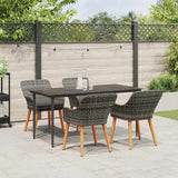 Garden Dining Set with Cushion 5 pcs Grey Poly Rattan