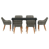 Garden Dining Set with Cushion 7 pcs Grey Poly Rattan