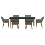 Garden Dining Set with Cushion 7 pcs Grey Poly Rattan