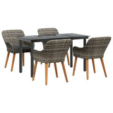 Garden Dining Set with Cushion 5 pcs Grey Poly Rattan