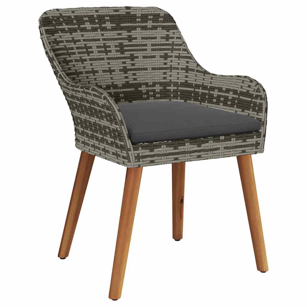 Garden Dining Set with Cushion 5 pcs Grey Poly Rattan