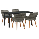 Garden Dining Set with Cushion 5 pcs Grey Poly Rattan