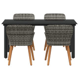 Garden Dining Set with Cushion 5 pcs Grey Poly Rattan