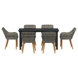 Garden Dining Set with Cushion 7 pcs Grey Poly Rattan