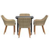 Garden Dining Set with Cushion 5 pcs Beige Poly Rattan