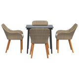 Garden Dining Set with Cushion 5 pcs Beige Poly Rattan