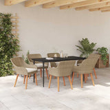 Garden Dining Set with Cushion 7 pcs Beige Poly Rattan