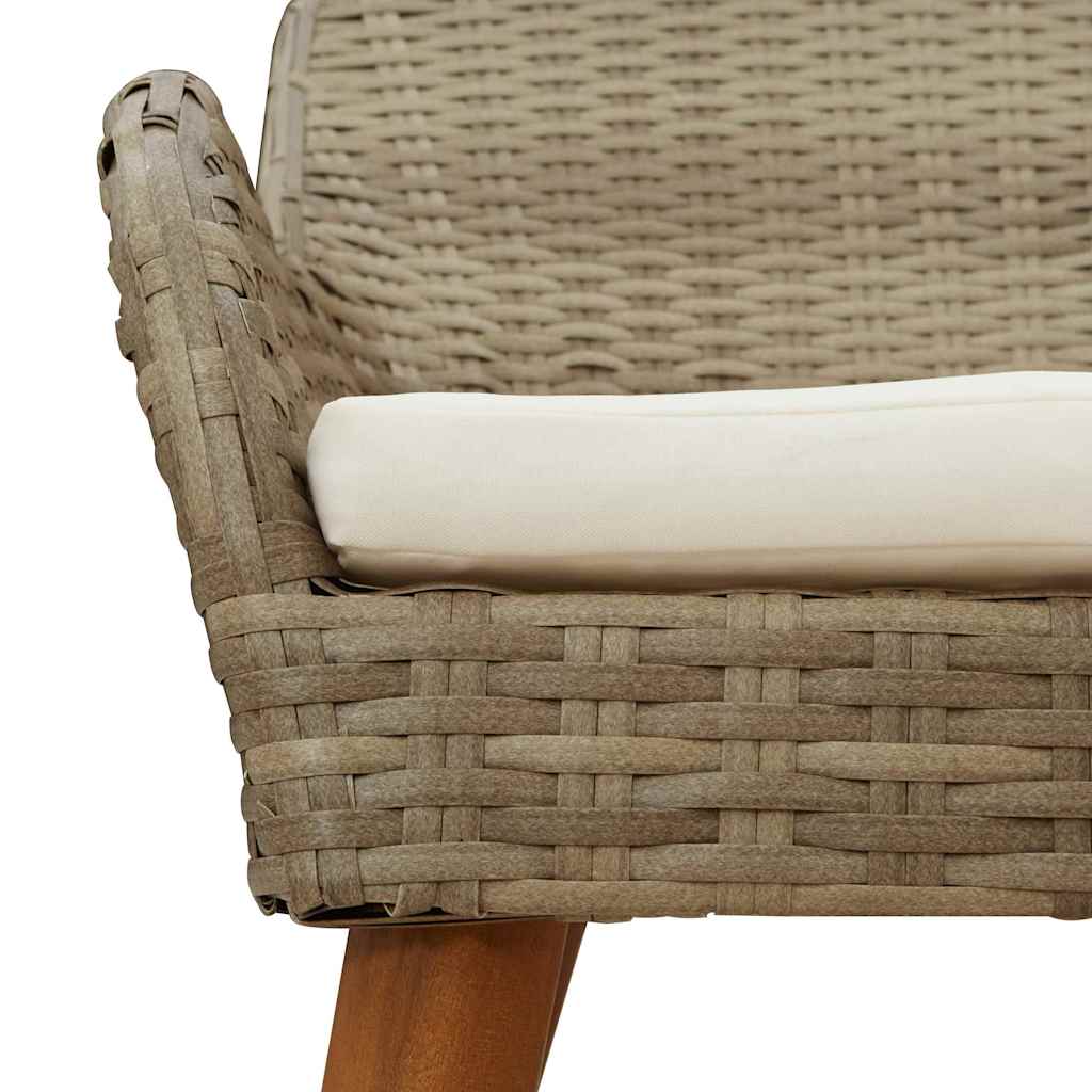 Garden Dining Set with Cushion 7 pcs Beige Poly Rattan