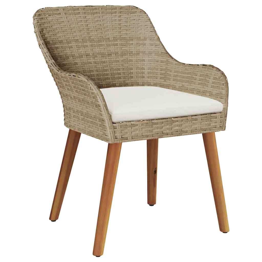 Garden Dining Set with Cushion 7 pcs Beige Poly Rattan