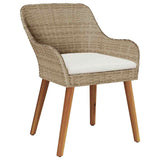 Garden Dining Set with Cushion 7 pcs Beige Poly Rattan