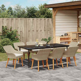 Garden Dining Set with Cushion 9 pcs Beige Poly Rattan
