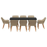 Garden Dining Set with Cushion 9 pcs Beige Poly Rattan
